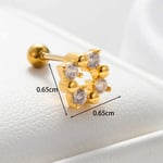 Gold color / 1 Piece Simple Series  Geometric Copper Gold Color Zircon Women's Stud Earrings Picture2